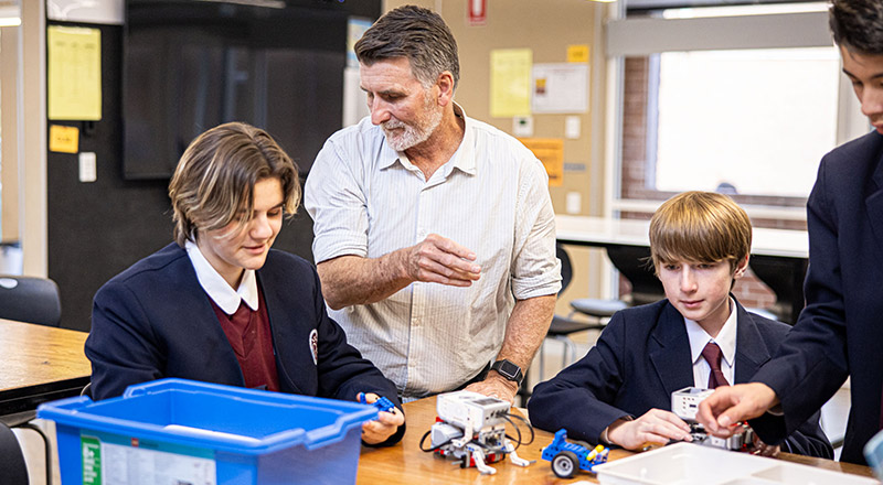 Teacher with students at Marian Catholic College Kenthurst